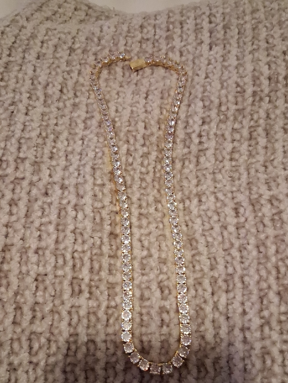 Gold-Tone Crystal Tennis Necklace - Sparkling Clear Stones